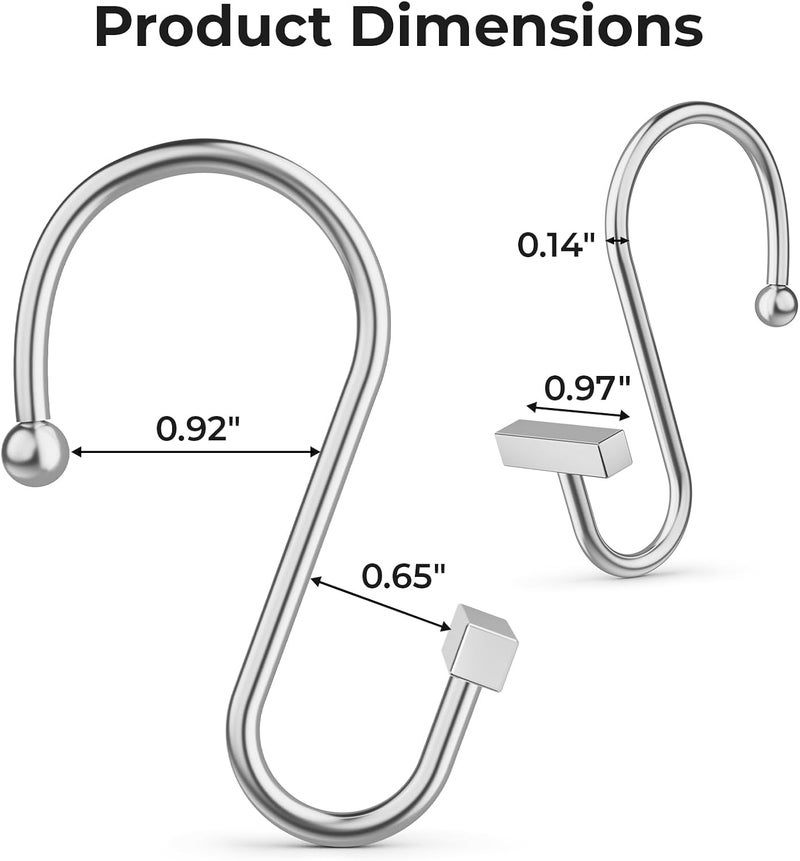 Bathway Shower Curtain Hooks, Chrome Shower Curtain Rings Rust Proof, 12PCS Shower Hooks for Shower Curtain, T-Bar Design Convenient Elegant Shower Curtain Hangers for Bathroom Kitchen Wardrobe - Image 2